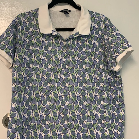 Lands' End Tops - Land’s end xl /p tennis racquet print collared 4 buttons short sleeves vintage?